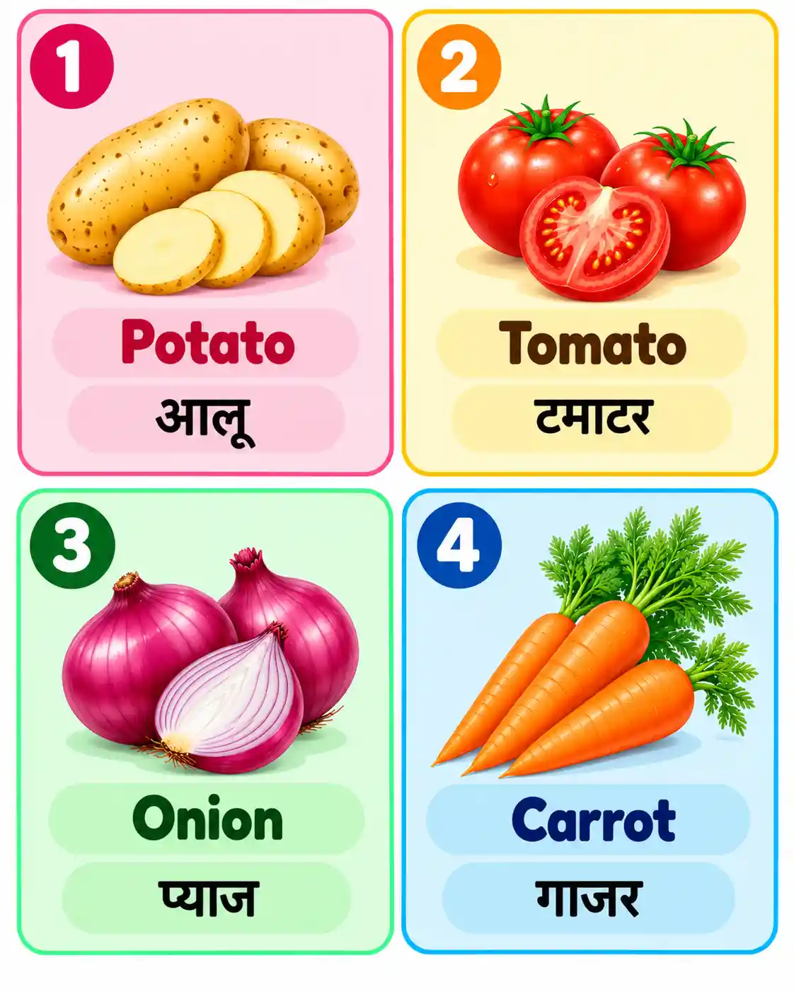 Vegetable Names for Kids | Learn English and Hindi with Pictures - Media 1