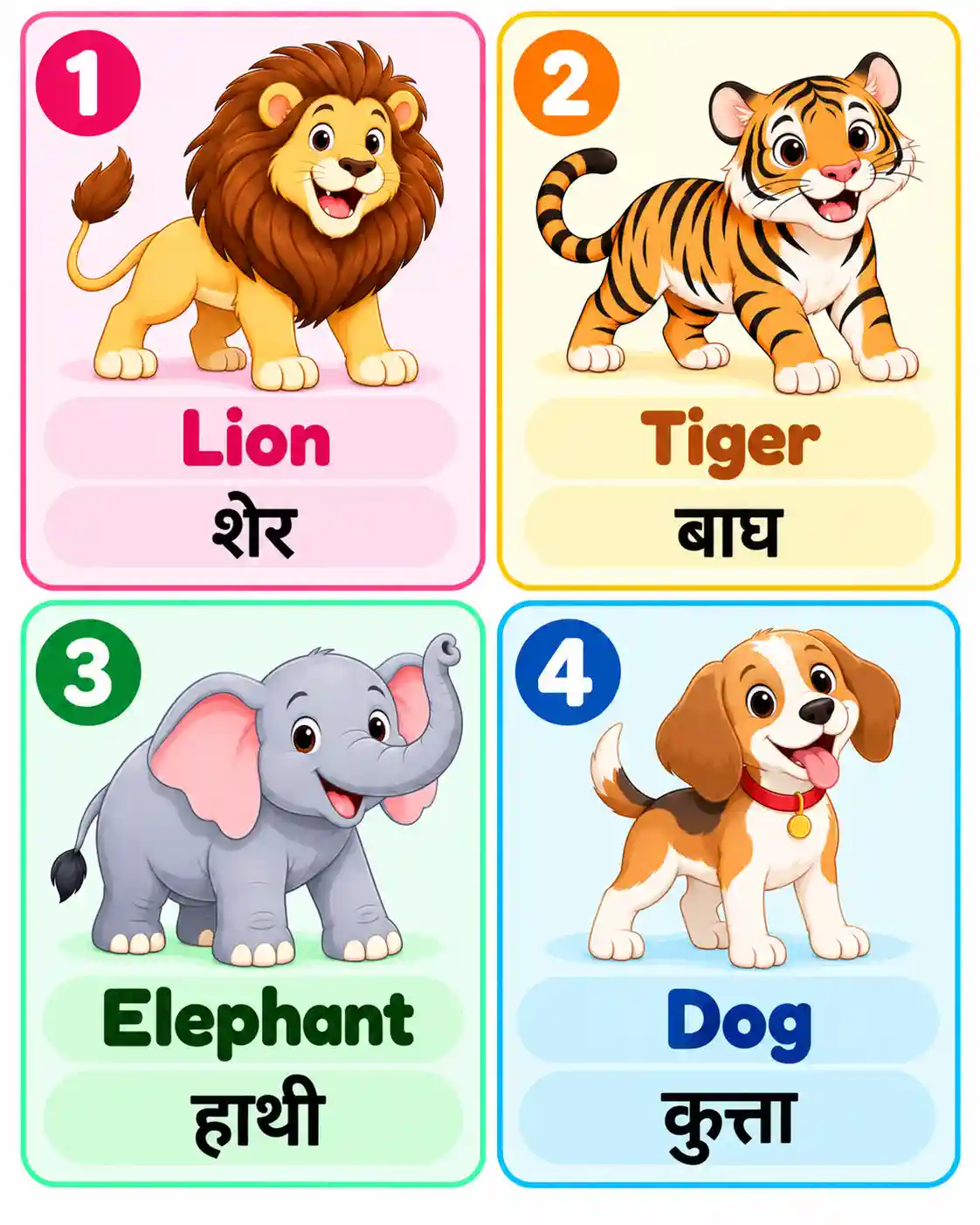 Learn Animal Names in English & Hindi | Fun Animal Learning for Kids - Media 1