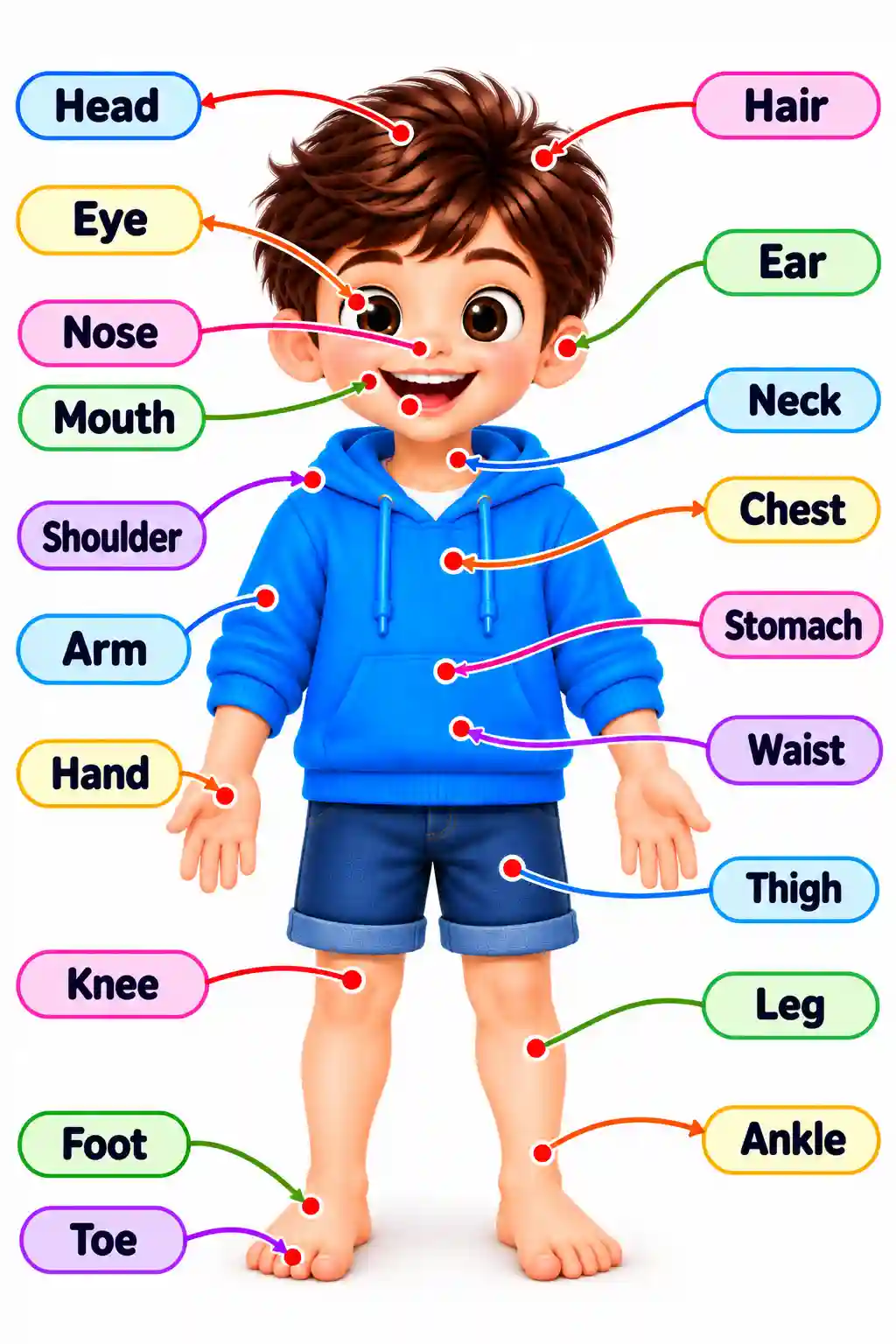 Body Parts Names in English | Learn Human Body Parts with Pictures - Media 23